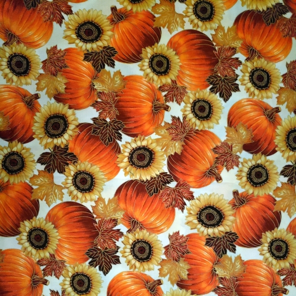 East Grove #M7477, Pumpkins, Sunflowers & Leaves, Gold Accents, Approx 80" x 44" - Picture 2 of 9
